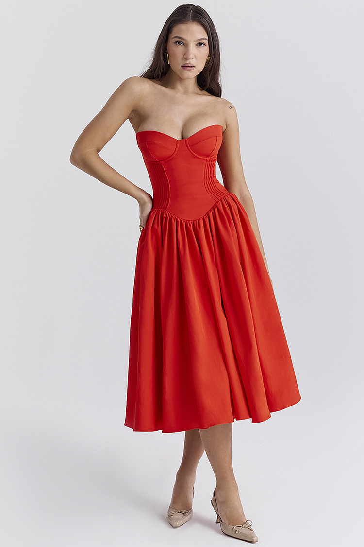 Lisa | Women Prom Dress With Strapless Corset And Pleated Hem | Chic
