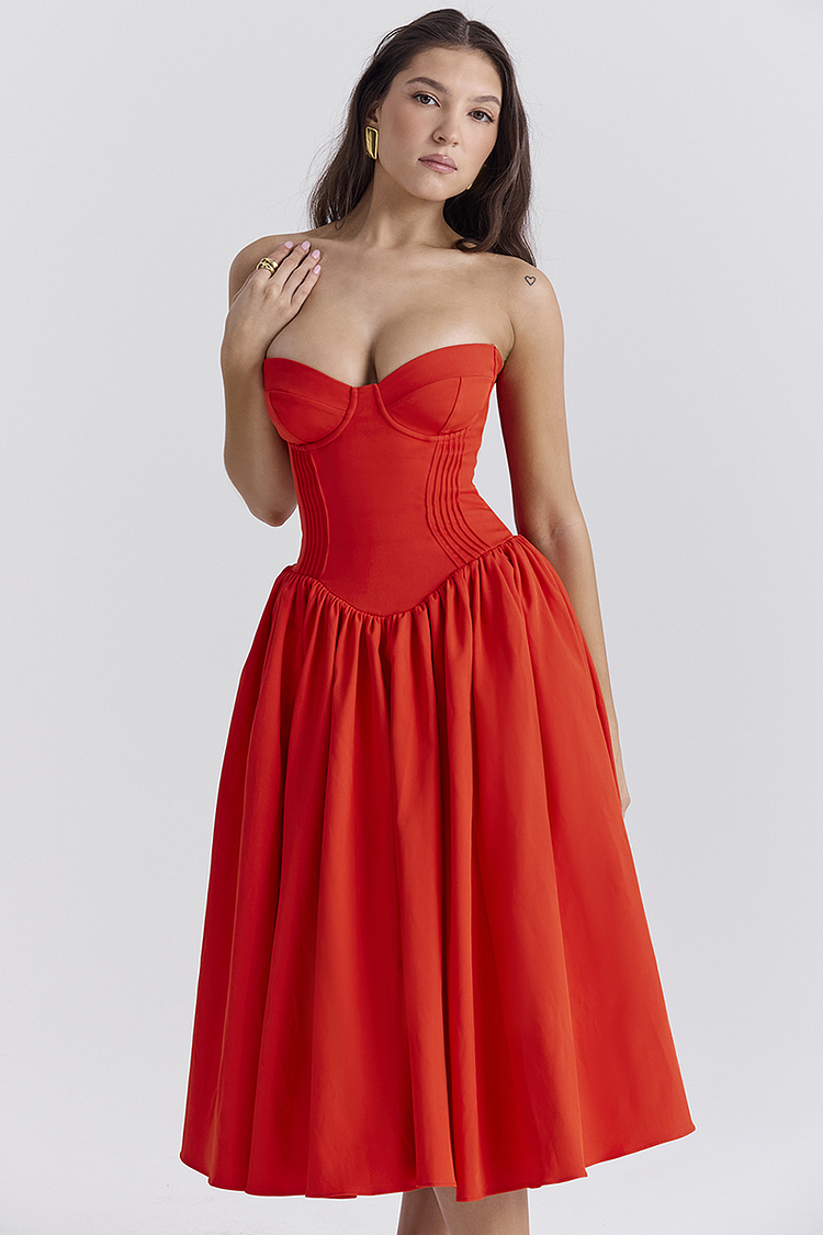 Lisa | Women Prom Dress With Strapless Corset And Pleated Hem | Chic