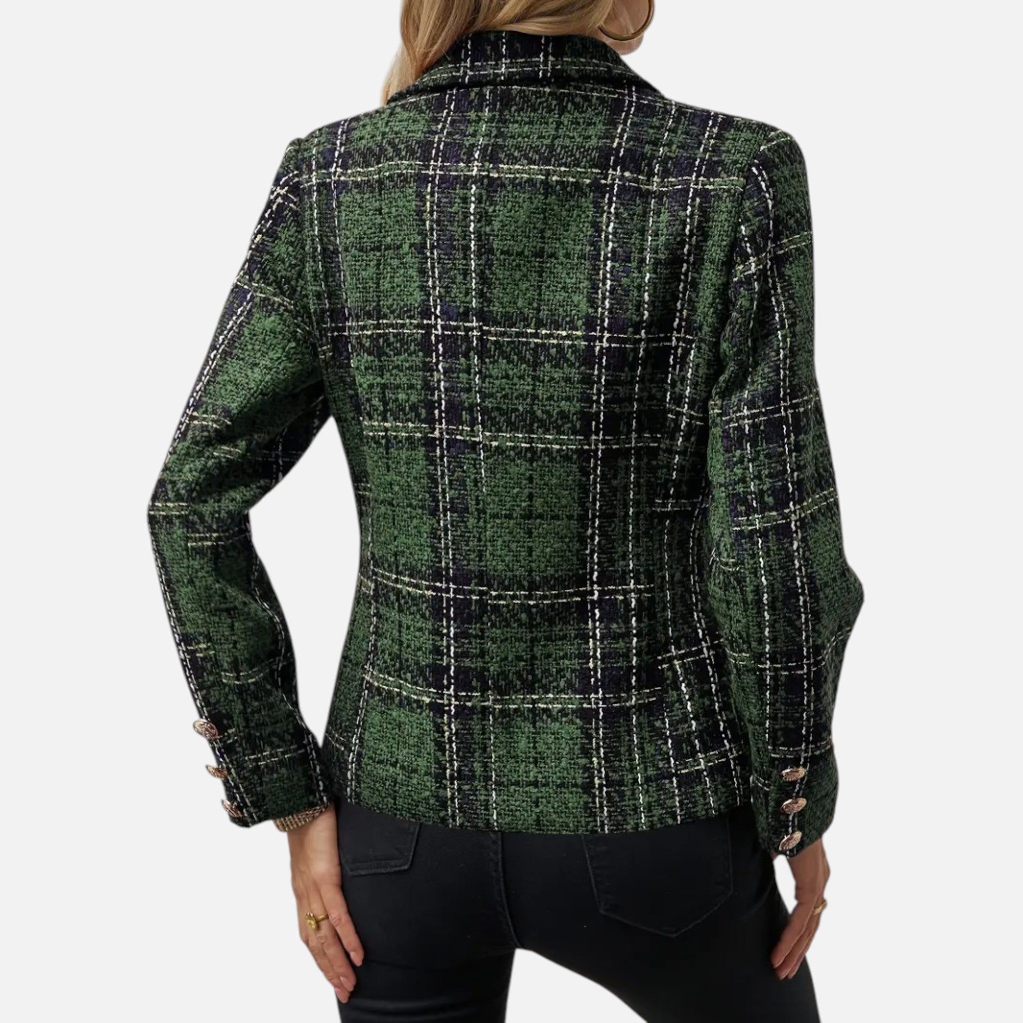 Madison | Women's Tweed Blazer With Gold Hardware And Pockets | Elegant