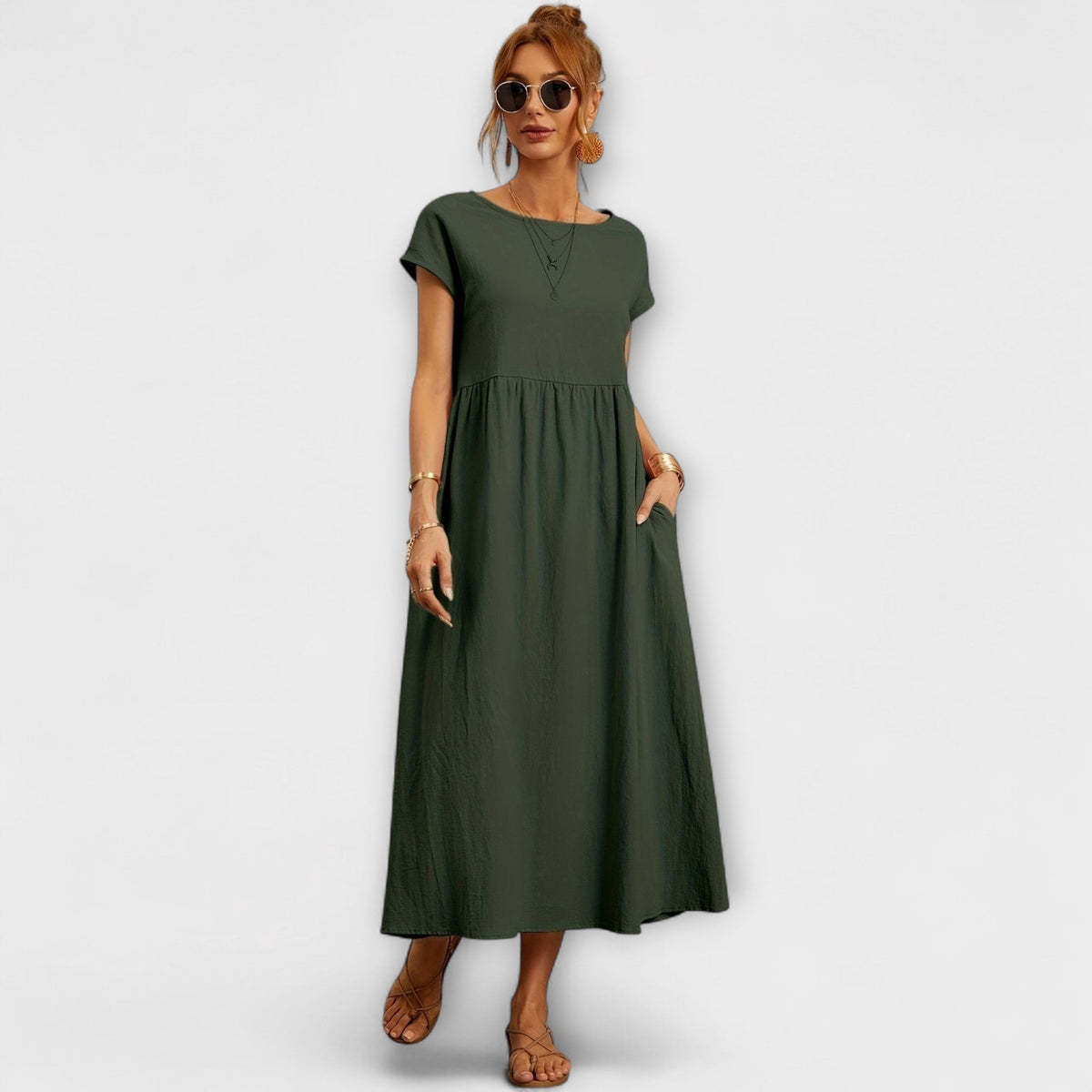 Magnolia | Women’s Day Dress With Short Sleeves And Relaxed Fit | Casual