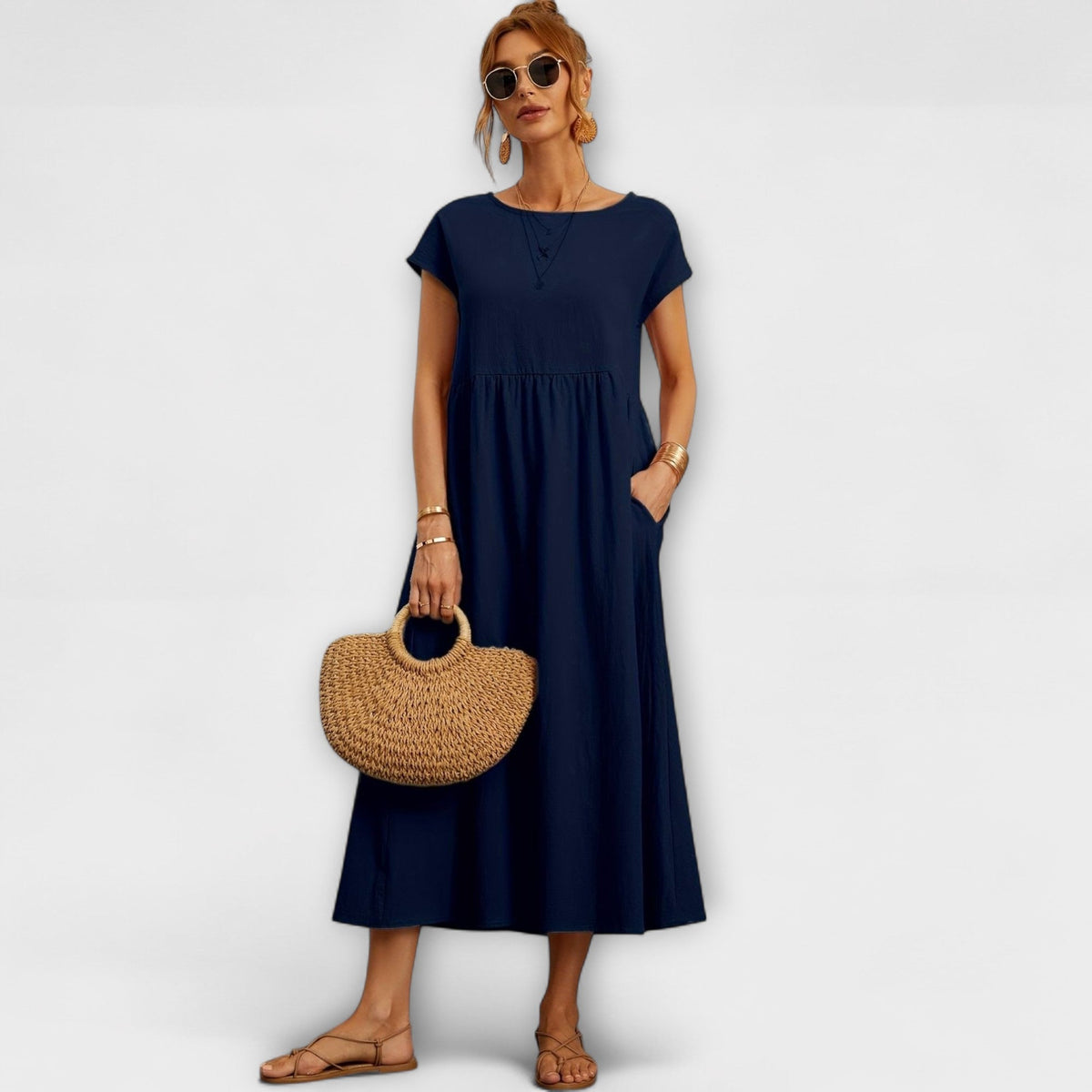 Magnolia | Women’s Day Dress With Short Sleeves And Relaxed Fit | Casual