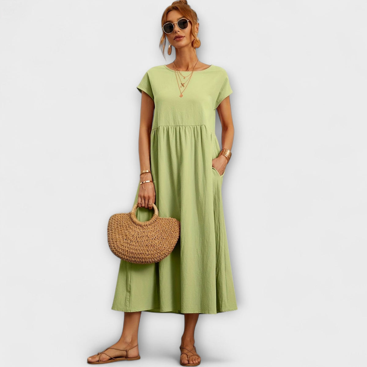 Magnolia | Women’s Day Dress With Short Sleeves And Relaxed Fit | Casual