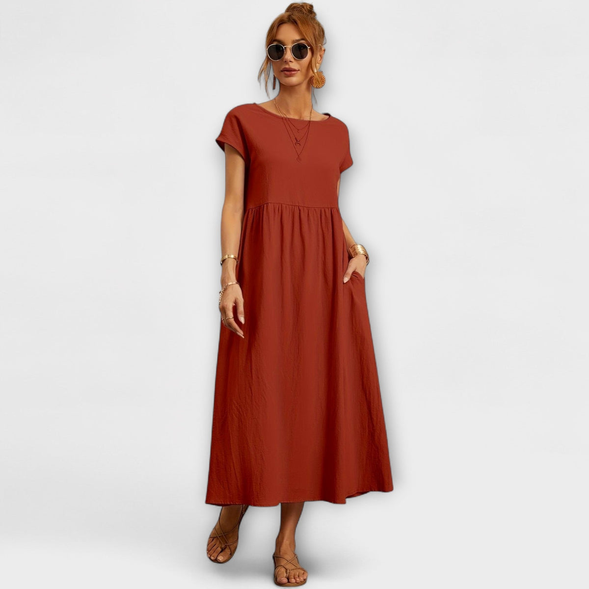 Magnolia | Women’s Day Dress With Short Sleeves And Relaxed Fit | Casual