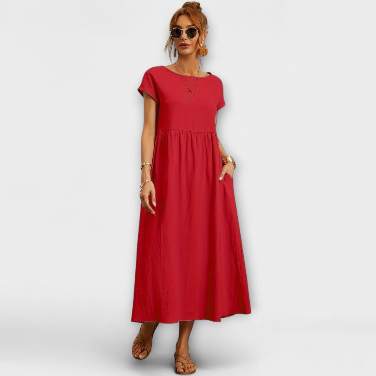 Magnolia | Women’s Day Dress With Short Sleeves And Relaxed Fit | Casual