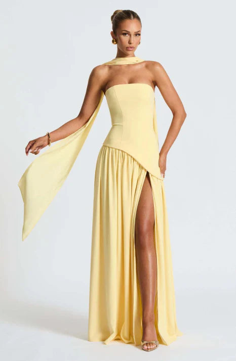 Deana | Women’s Strapless Asymmetrical Maxi Dress