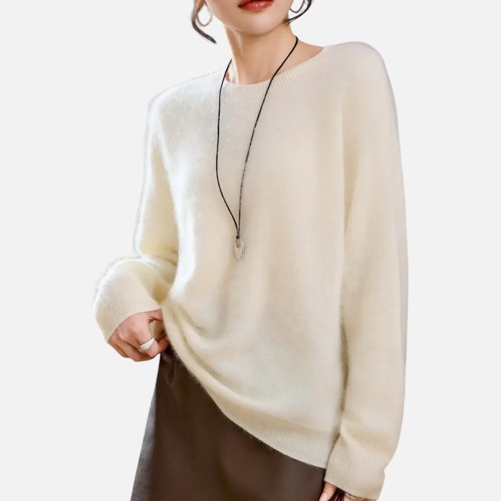 Mirelle | Women's Round-Neck Sweater With Ribbed Cuffs | Minimalist