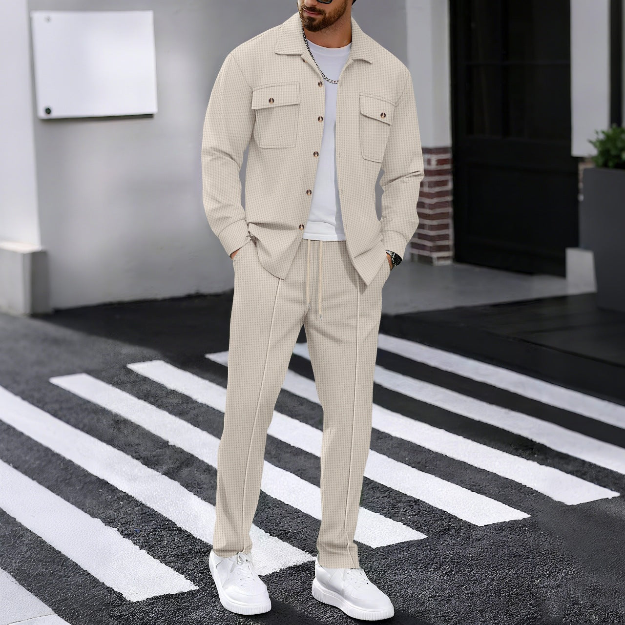 Murel | Men’s Textured Two-Piece Set (Jacket & Trousers)