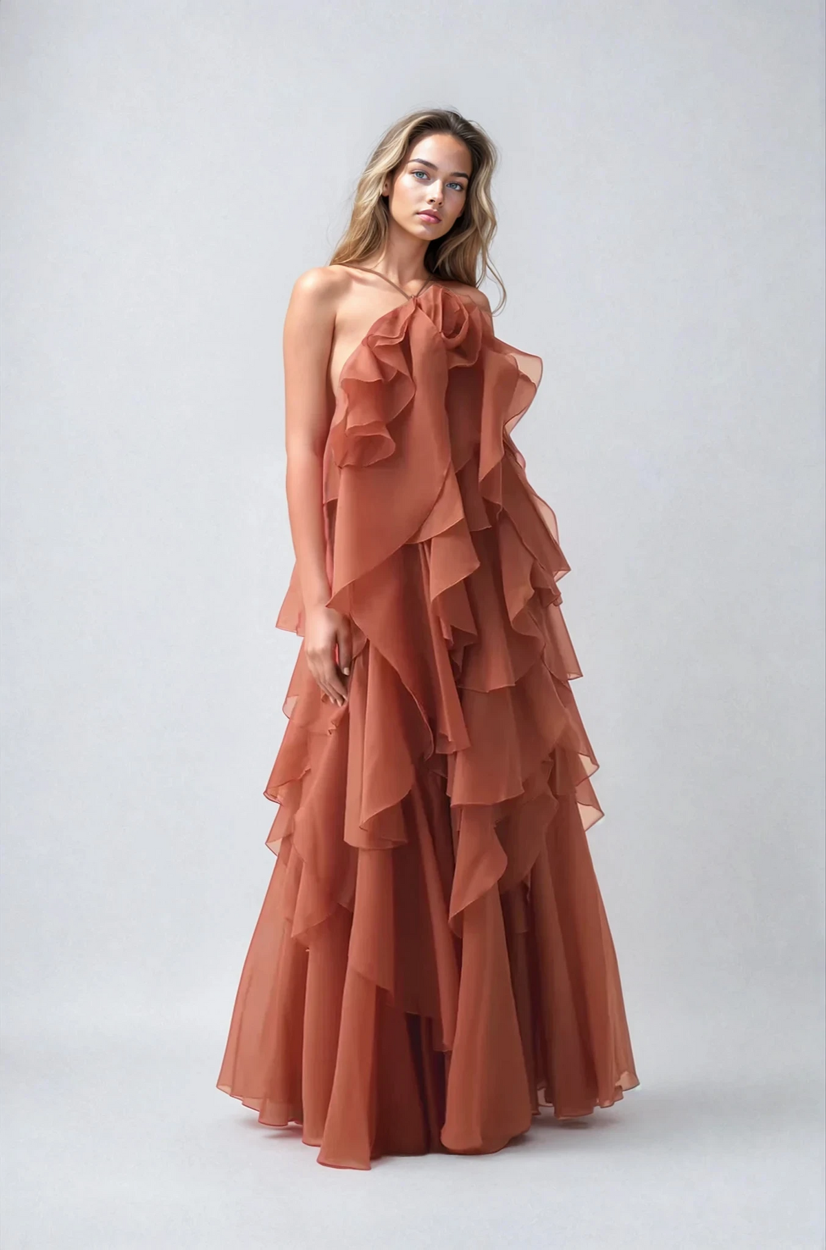 Nephele | Women’s Graduation Dress With Halter Neck And Ruffles | Elegant