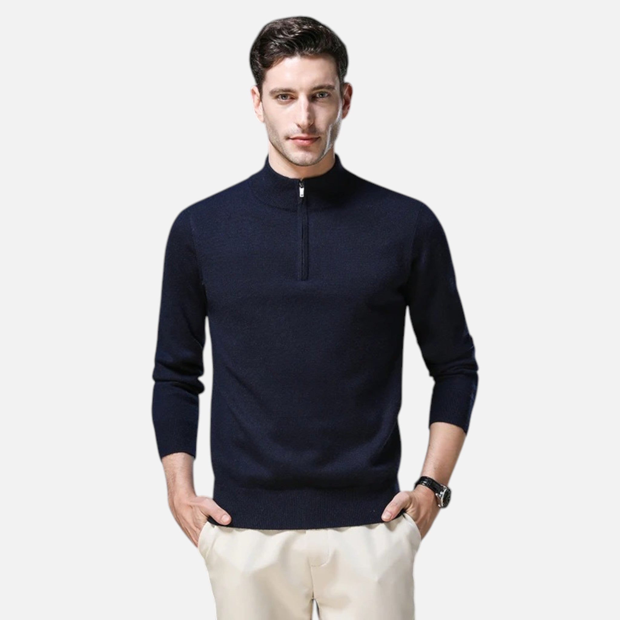 Noah | Men's Wool-Blend Quarter-Zip Sweater With High Neck | Modern