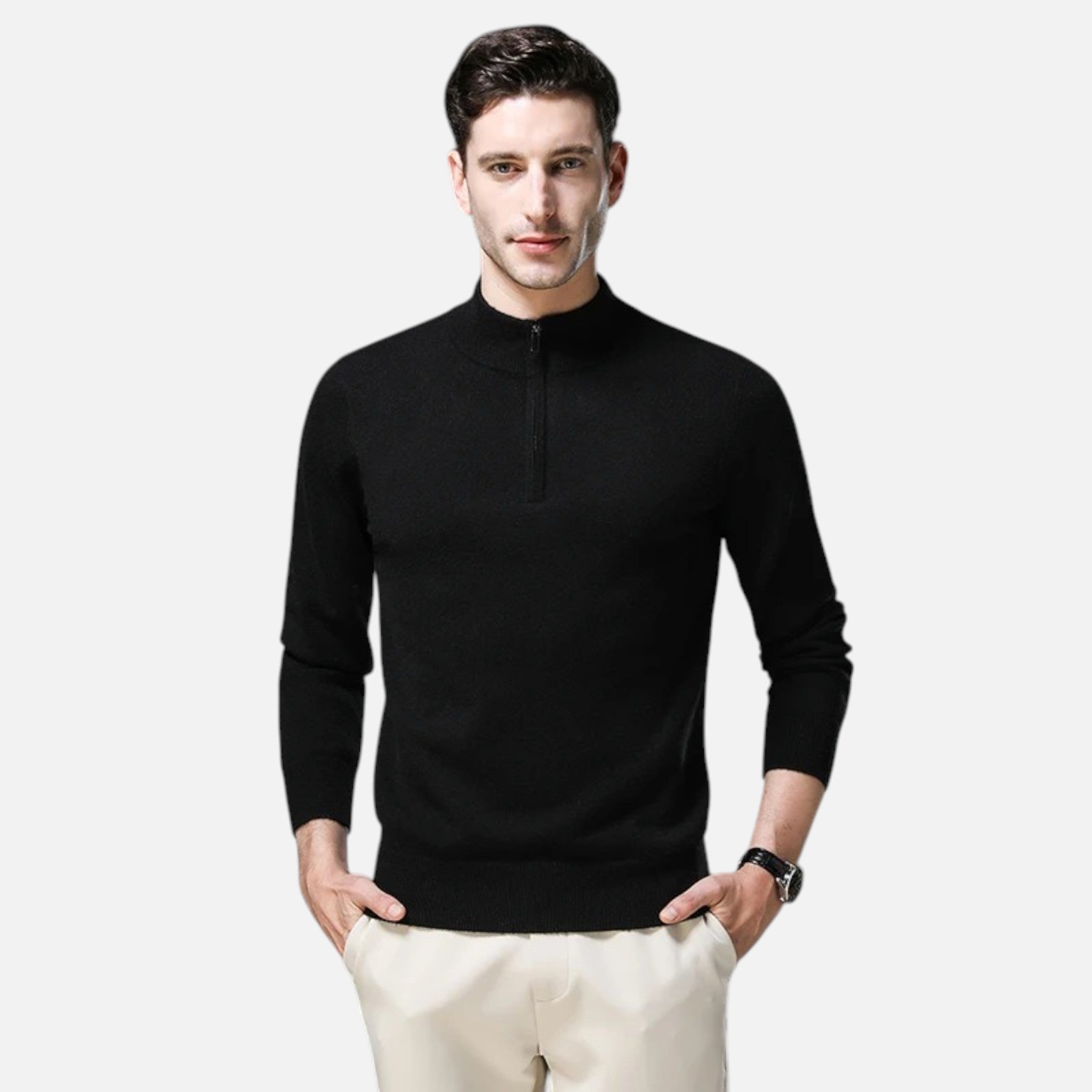 Noah | Men's Wool-Blend Quarter-Zip Sweater With High Neck | Modern