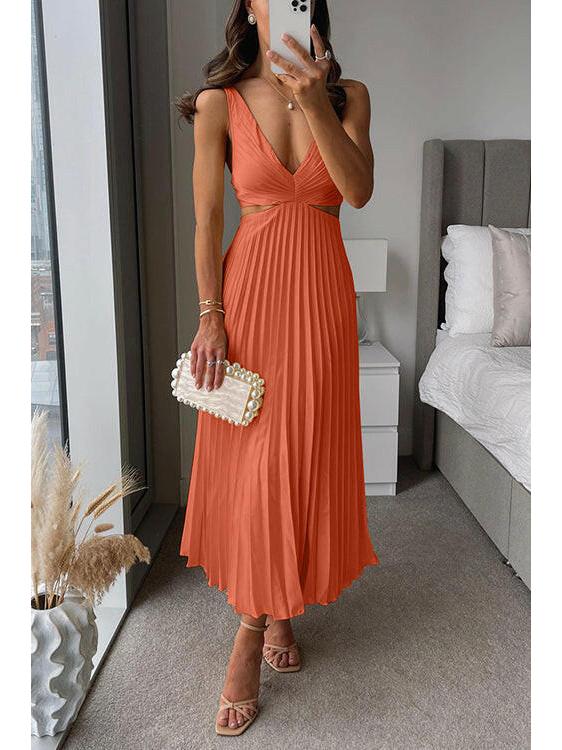 Isabella | Women's Bodycon Dress With V-Neckline And Flowing Pleats