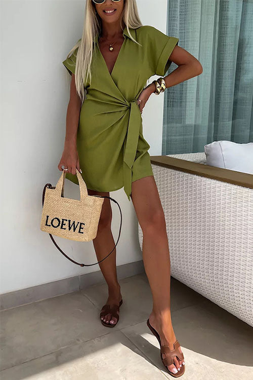 Olivia | Women's V-Neck Romper With Wrap Front And Tie Waist