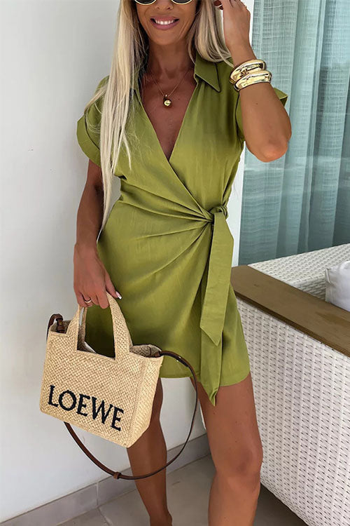 Olivia | Women's V-Neck Romper With Wrap Front And Tie Waist