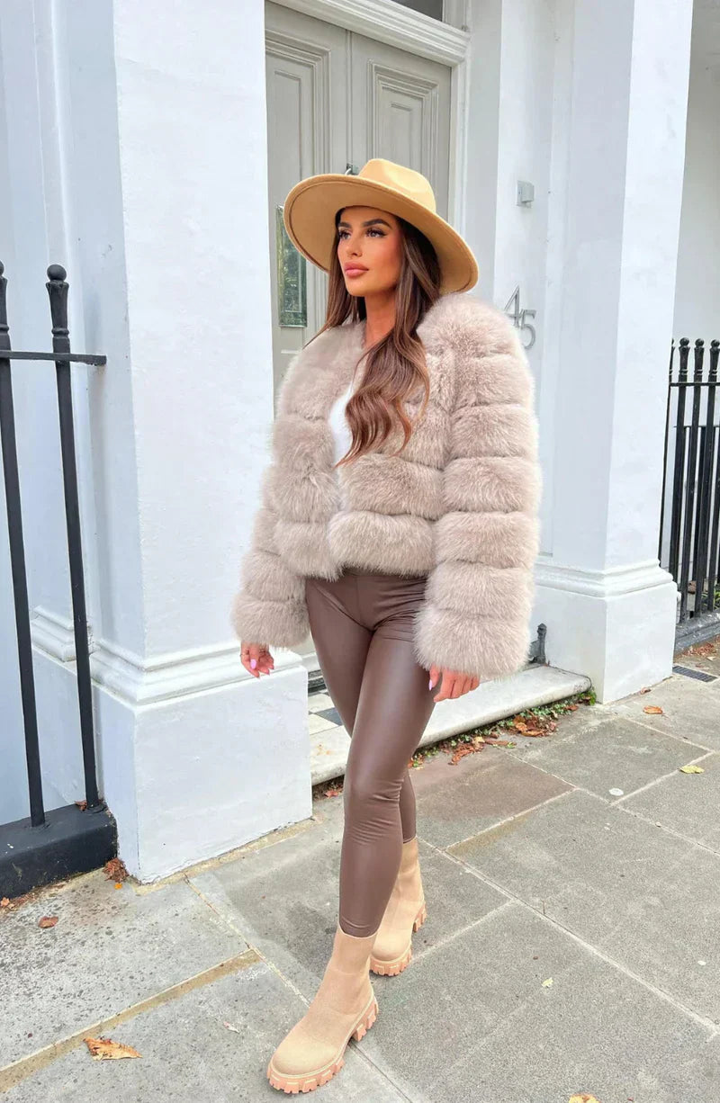 Luxe Plush | Women’s Cropped Faux Fur Puffer Jacket