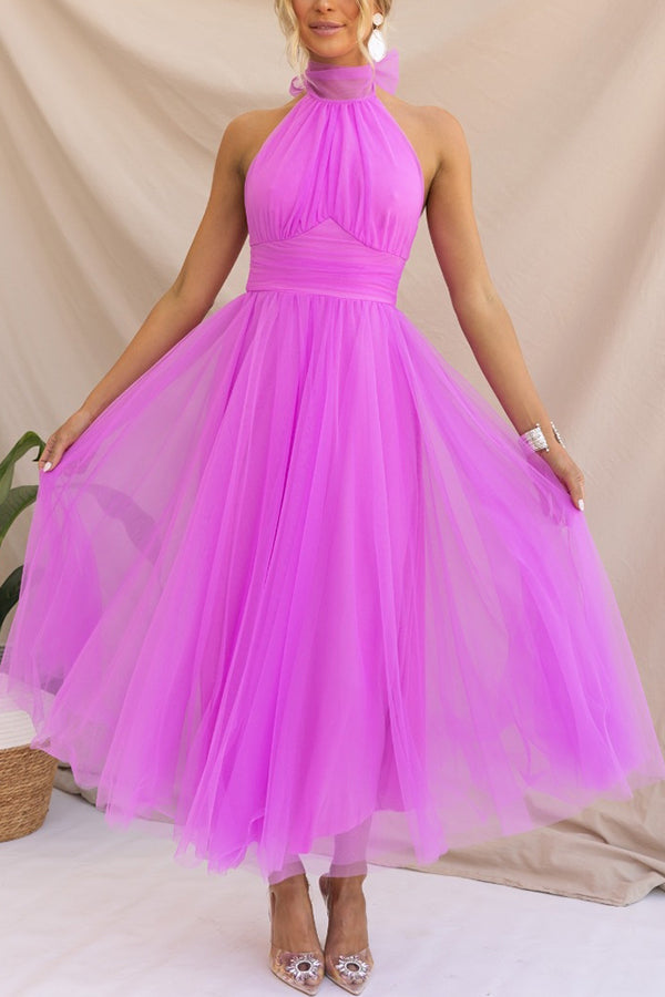 Pearlina | Women's Sparkle Dress With Mesh High Neck And Flared Silhouette | Elegant