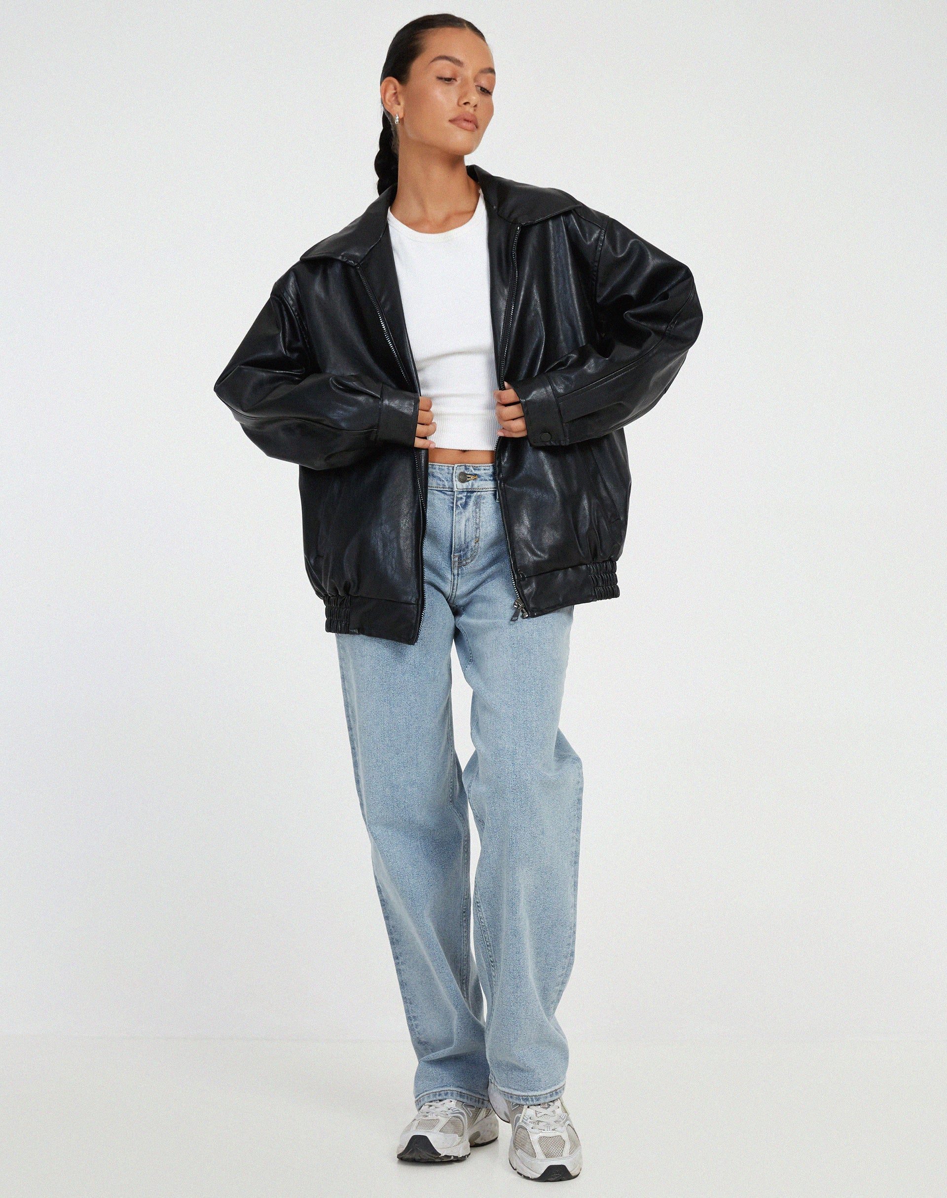 Relle | Women’s Oversized Faux Leather Jacket