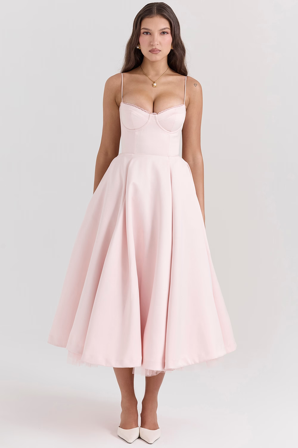 Remilo | Women’s Elegant Satin & Tulle Midi Dress