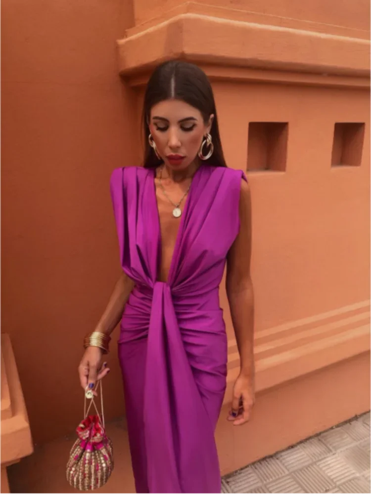 Selena | Women's Cocktail Dress With Draped Design And Elegant Midi Silhouette | Party