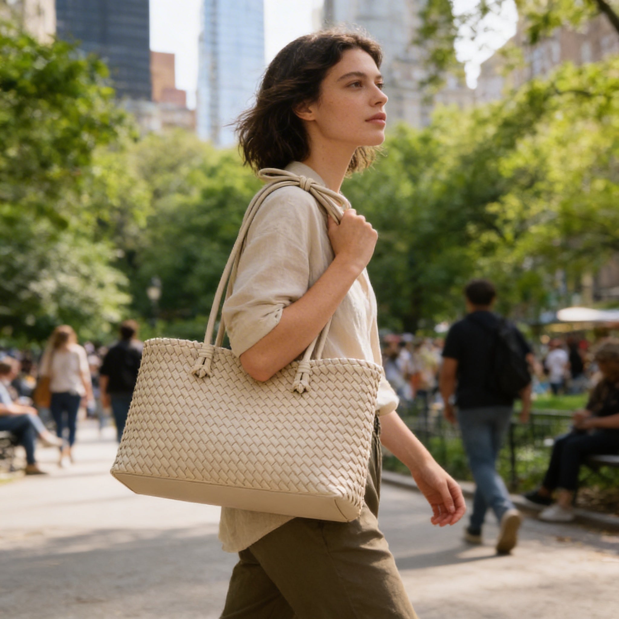 Sienna | Women’s Tote Bag With Intricate Woven Detail And Sleek Long Straps | Timeless