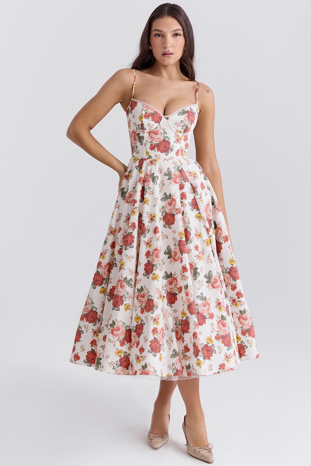 Remilo | Women’s Elegant Satin & Tulle Midi Dress