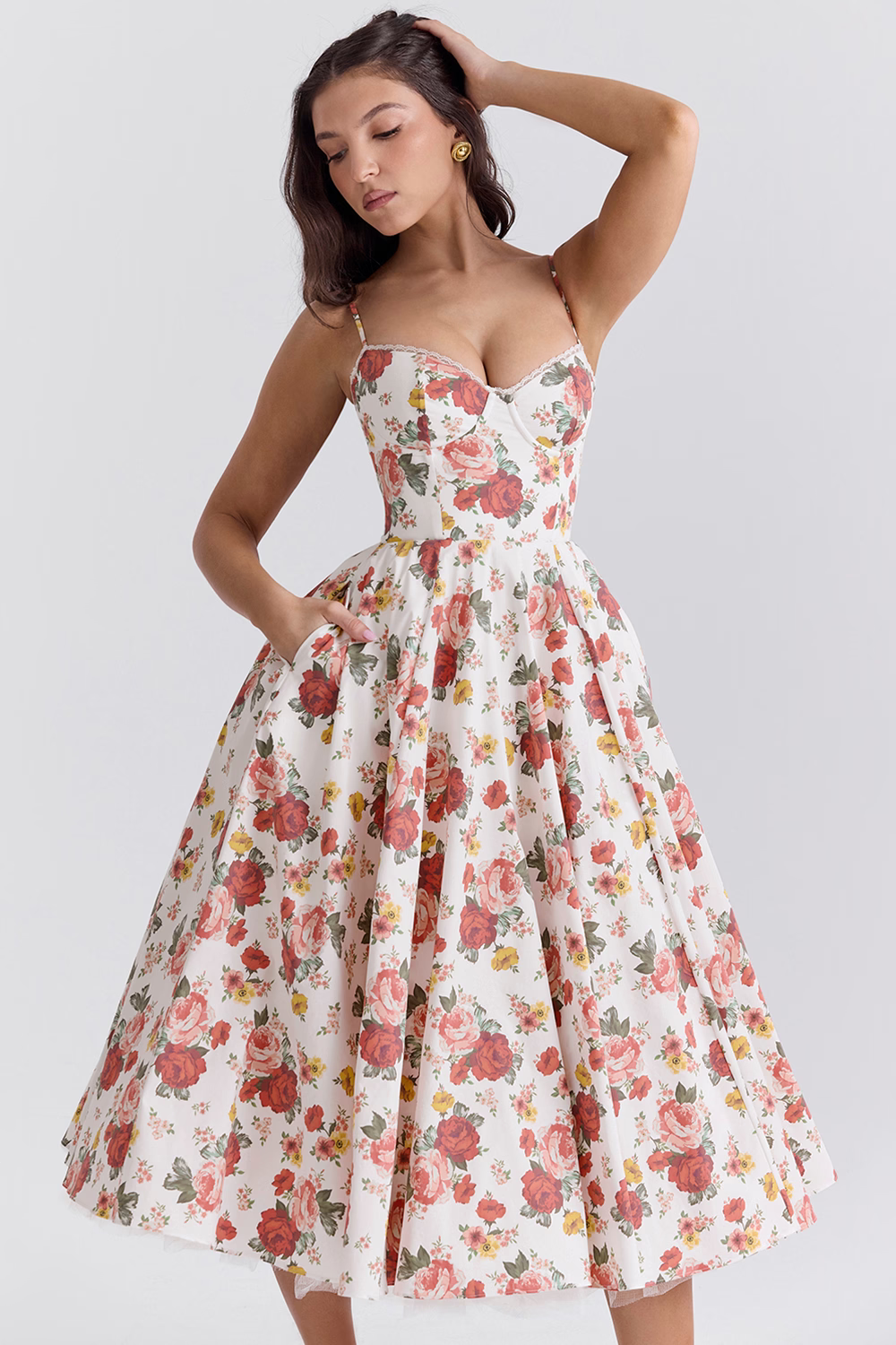 Remilo | Women’s Elegant Satin & Tulle Midi Dress