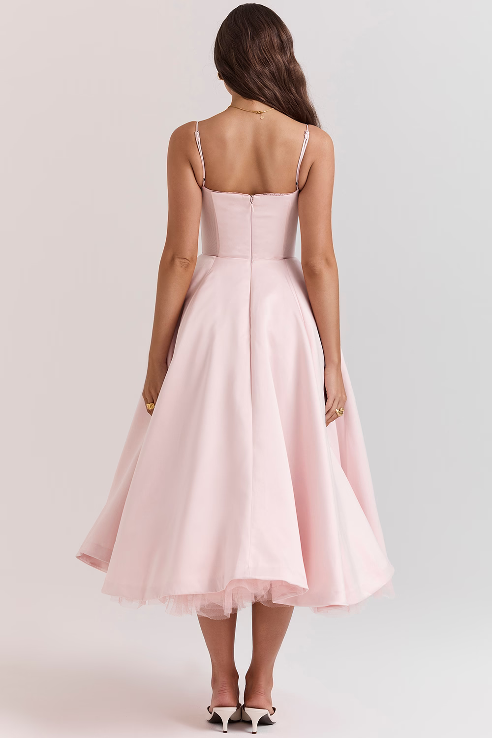 Remilo | Women’s Elegant Satin & Tulle Midi Dress