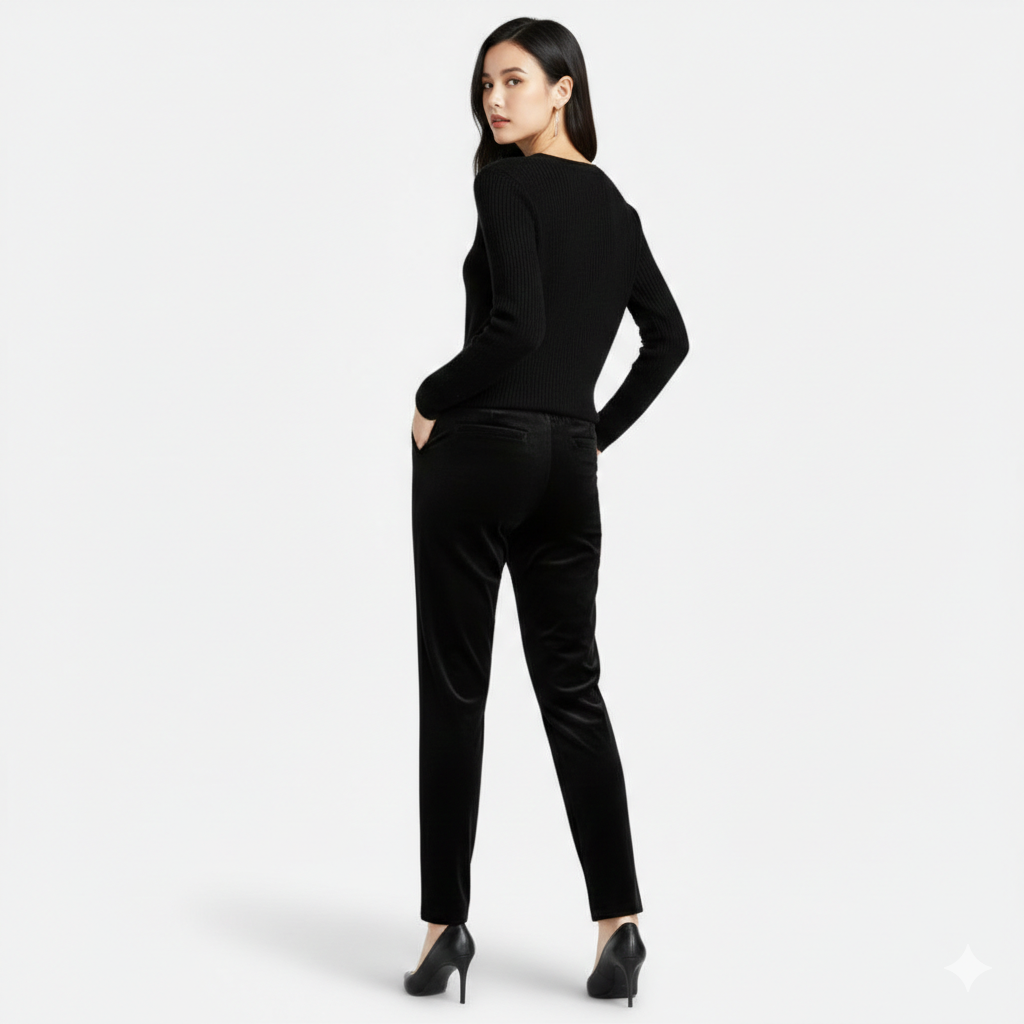 Sophia | Women's Velvet Straight-Leg Trousers With Pockets And Straight Leg | Minimalist