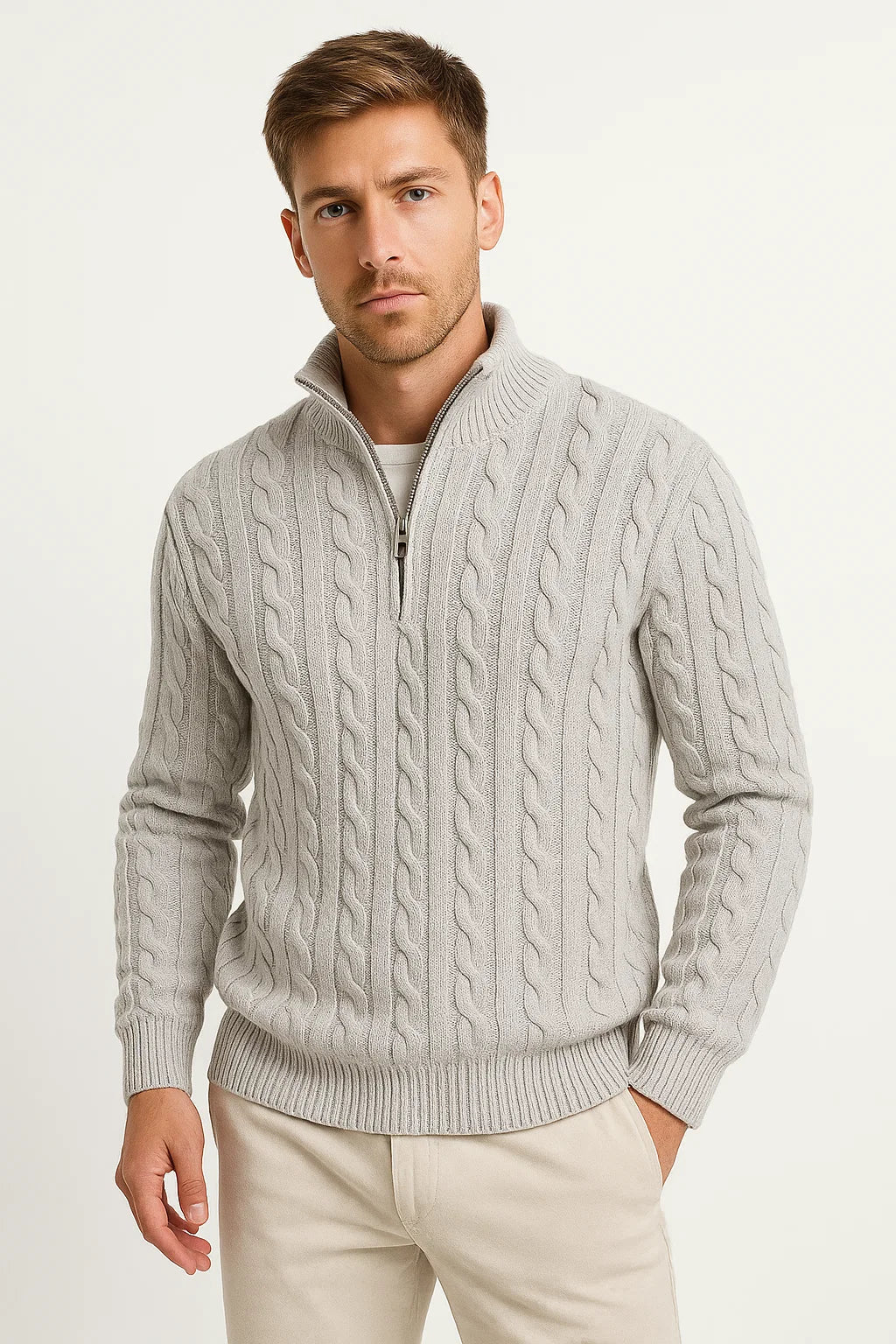 Eriso | Men’s Cable Knit Quarter-Zip Pullover