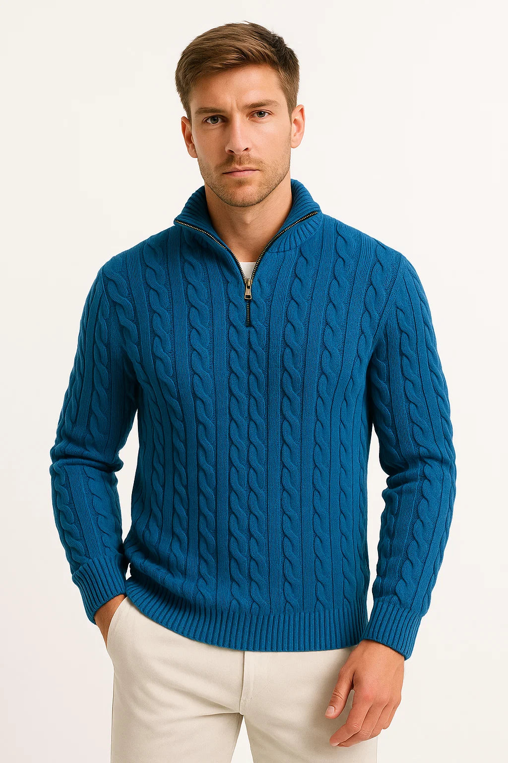 Eriso | Men’s Cable Knit Quarter-Zip Pullover