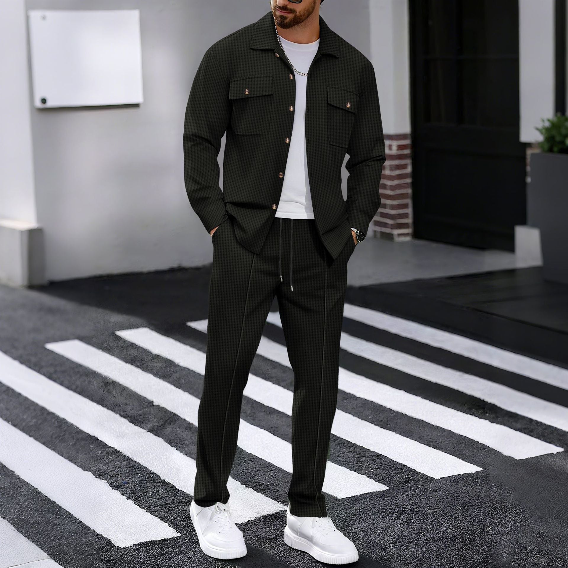 Murel | Men’s Textured Two-Piece Set (Jacket & Trousers)