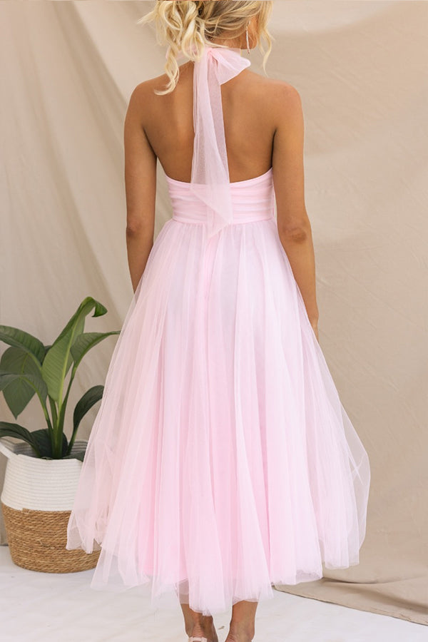 Valeria | Women's Sparkle Dress With Halter Neck And Layered Tulle Skirt | Elegant