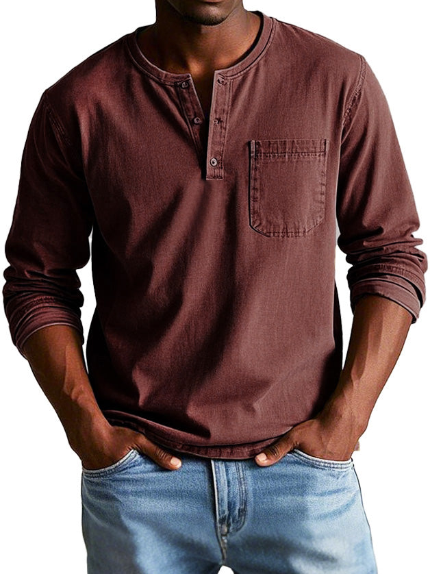 Rovan | Men’s Vintage Henley Long Sleeve Shirt